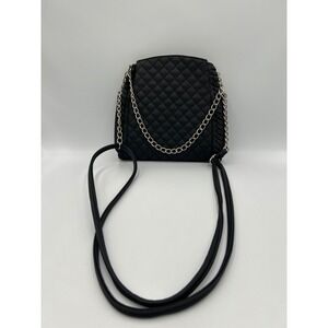 No Boundaries Black Quilted Crossbody Bag Chain Whipstitch NB163198 Faux Leather